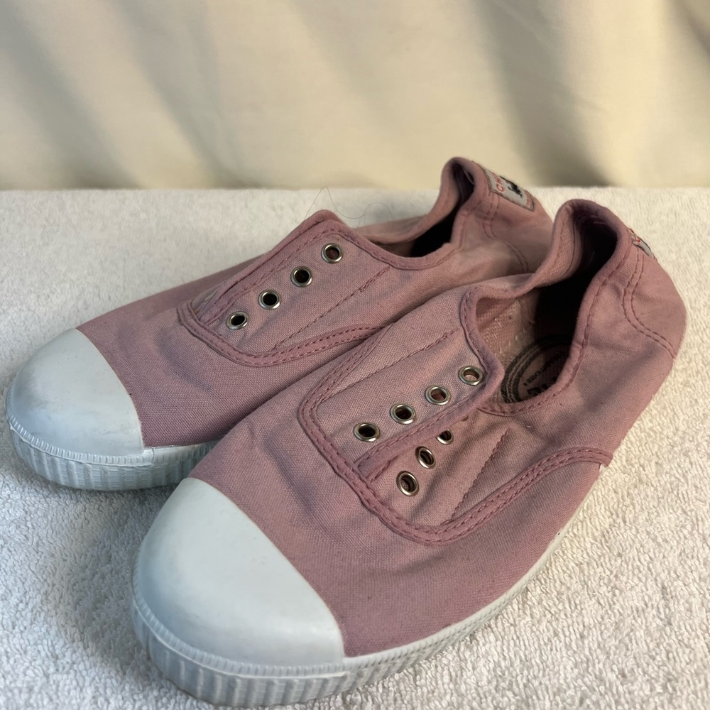 Size 37 Chipie Pink Laceless slip on canvas and rubber sneakers